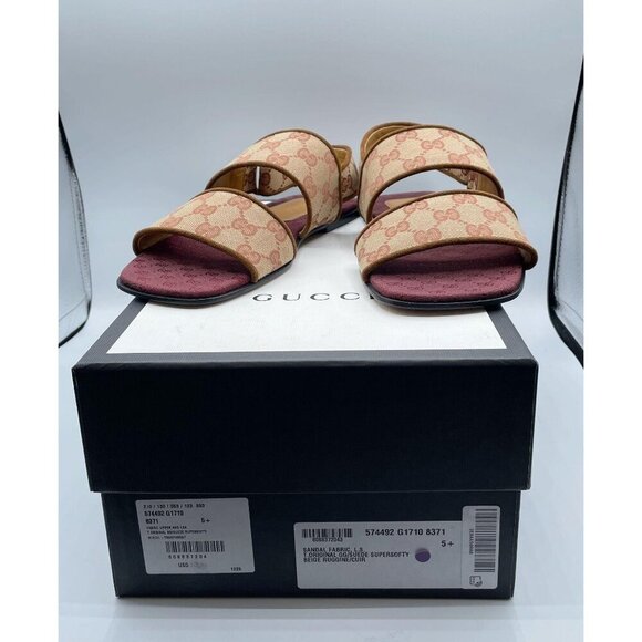 NIB Gucci Gg Canvas & Suede Sandal size 5.5 - Picture 5 of 8